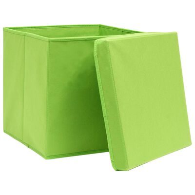 vidaXL Коробки для Зберігання з Кришками 10 шт Зелений 28x28x28 см
