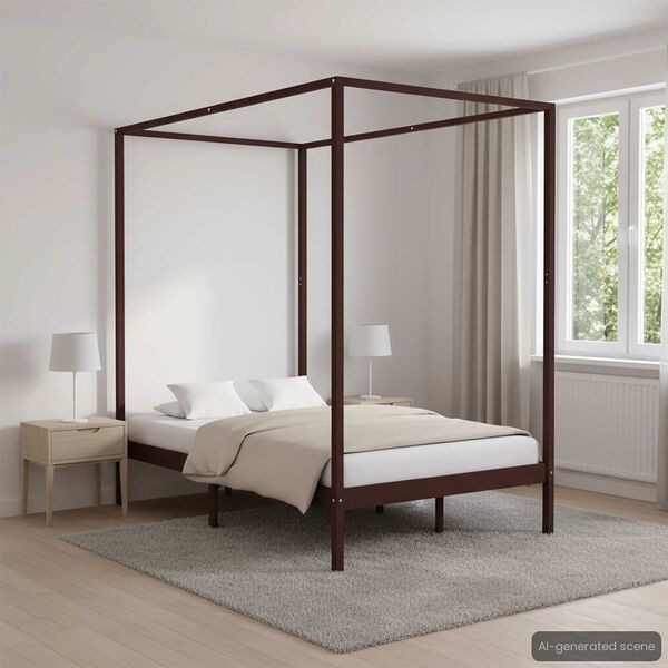 vidaXL Каркас Ліжка з Навісом Темно-Коричневий 120x200 см Масив Сосни