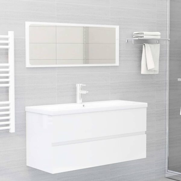 804770 vidaXL Sink Cabinet High Gloss White 100x38,5x45 cm Chipboard