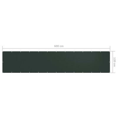 vidaXL Балконна Ширма Темно-Зелений 120x600 см Тканина Оксфорд
