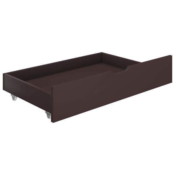 321988 vidaXL Bed Drawers 2 pcs Dark Brown Solid Pine Wood