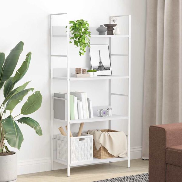 288224 vidaXL 4-Layer Book Shelf White 60x27,6x124,5 cm Chipboard