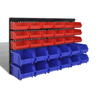vidaXL Настінні пластикові контейнери для зберігання 30 шт Синій і червоний
