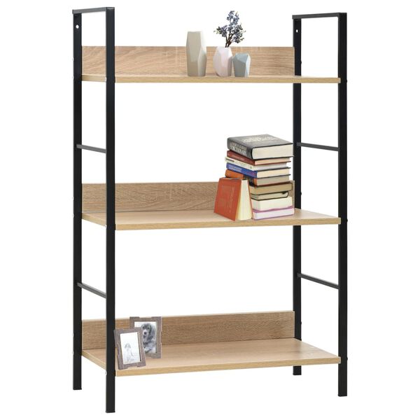288219 vidaXL 3-Layer Book Shelf Oak 60x27,6x90,5 cm Chipboard
