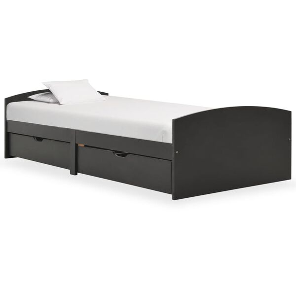 vidaXL Каркас Ліжка з 2 Шухлядами сірий 90х200 см Масив Сосни