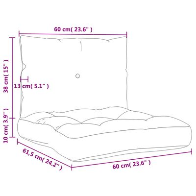 vidaXL Подушки для дивана з піддонів 2 шт Картатий сірий Тканина