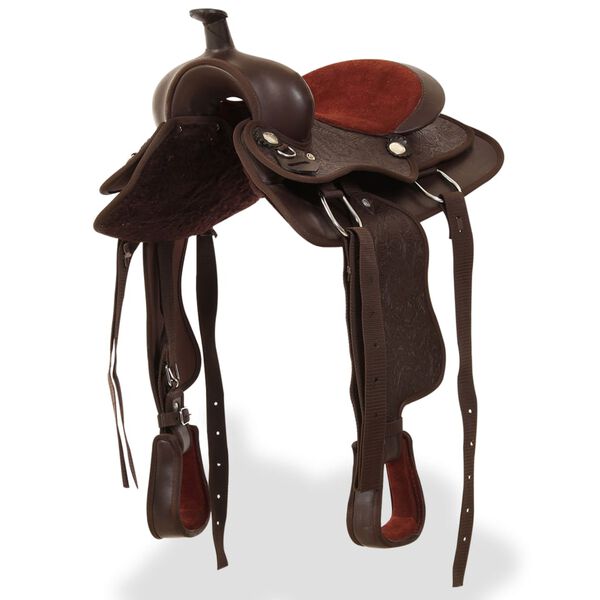 vidaXL Ковбойське Сідло, Наголовач і Нагрудник Коричневий 13" Шкіра