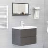 804570 vidaXL Bathroom Mirror High Gloss Grey 60x10,5x37 cm Chipboard