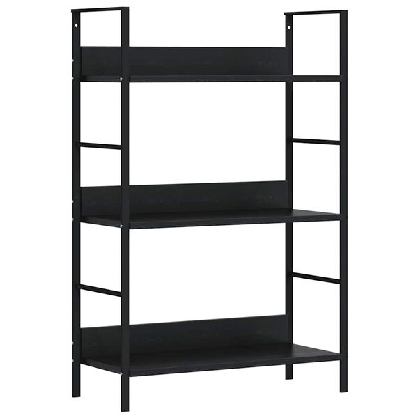 288218 vidaXL 3-Layer Book Shelf Black 60x27,6x90,5 cm Chipboard