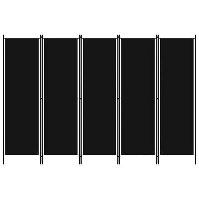 vidaXL 5-Панельна Кімнатна Перегородка Чорний 250x180 см