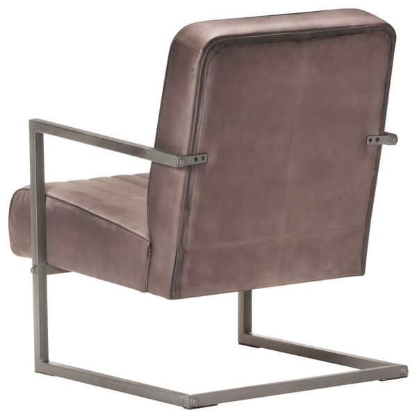 321857 vidaXL Cantilever Sofa Chair Distressed Brown Real Leather