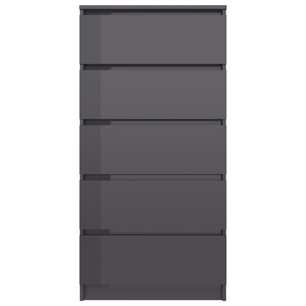 801417 vidaXL Drawer Sideboard High Gloss Grey 60x35x121 cm Chipboard