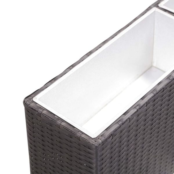 vidaXL Піднесена Клумба з 2 Горщиками Чорний 90x20x40 см Поліротанг