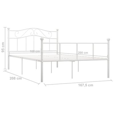 vidaXL Каркас ліжка Білий 160x200 см Метал