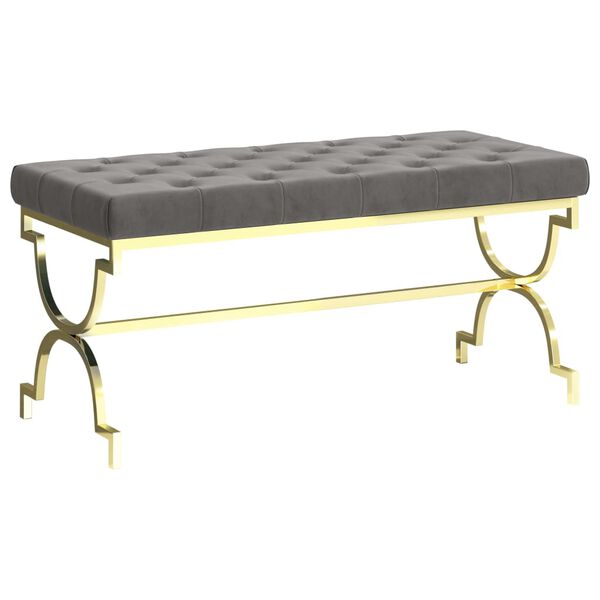 vidaXL Лавка Сірий 99 см Оксамитова тканина і нержавіюча сталь