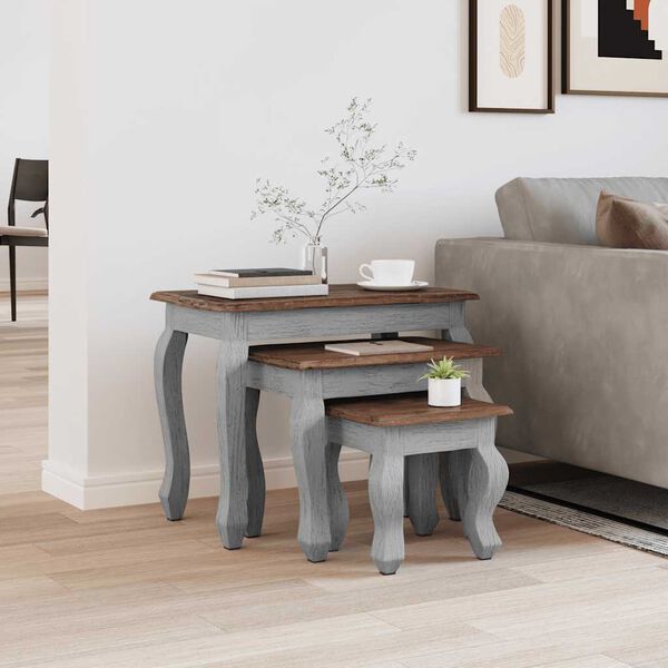 vidaXL Вкладні столики в комплекті 3 шт Масив відновленої деревини