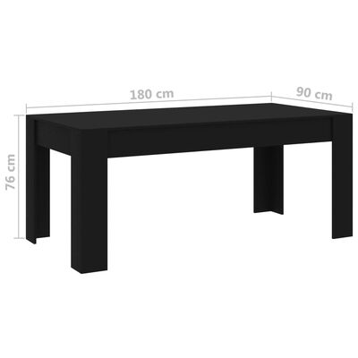 vidaXL Обідній стіл Чорний 180x90x76 см ДСП