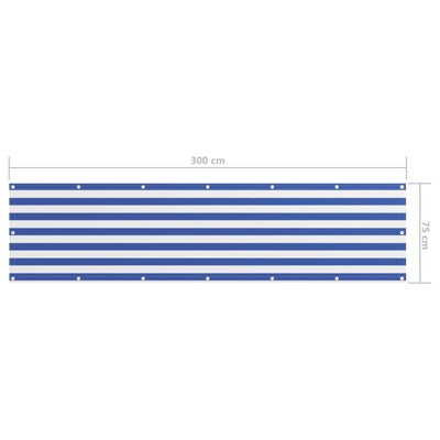 vidaXL Балконна Ширма Білий і Синій 75x300 см Тканина Оксфорд