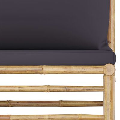 vidaXL Садовий середній диван з темно-сірими подушками Бамбук