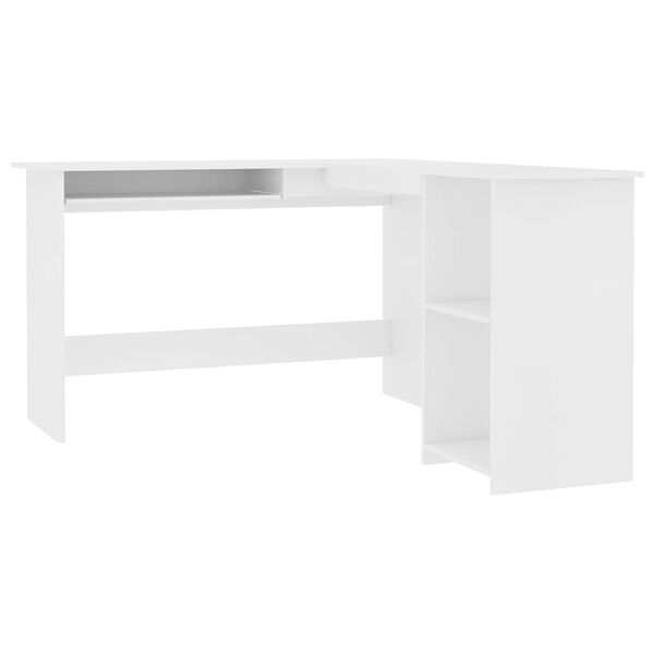800747 vidaXL L-Shaped Corner Desk White 120x140x75 cm Chipboard