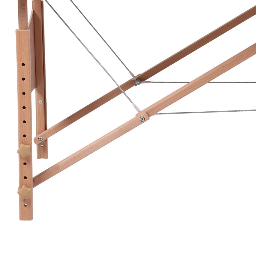 vidaXL Розкладний масажний стіл 2-х зонний Кремово-білий Дерев'яний каркас