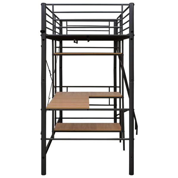 vidaXL Двоярусне Ліжко з Каркасом Стола Сірий 90х200 см Метал