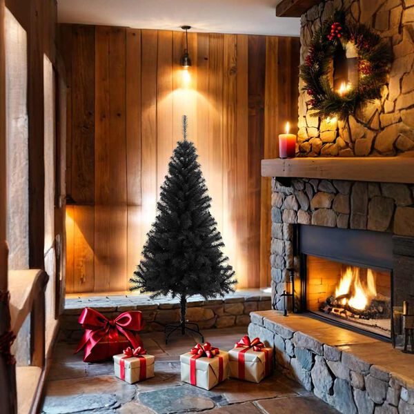 vidaXL Штучна Ялинка з Підставкою Чорний 150 см ПВХ