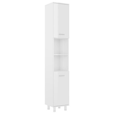 802630 vidaXL Bathroom Cabinet High Gloss White 30x30x179 cm Chipboard