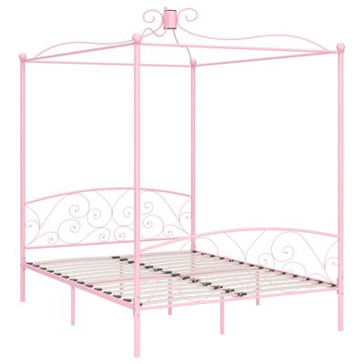 vidaXL Каркас ліжка з балдахіном Рожевий 180x200 см Метал