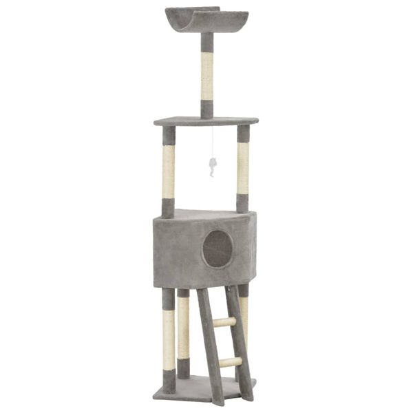 170711 vidaXL Cat Tree with Sisal Scratching Post Grey 180 cm