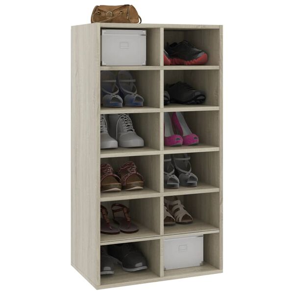 800399 vidaXL Shoe Rack Sonoma Oak 54x34x100 cm Chipboard