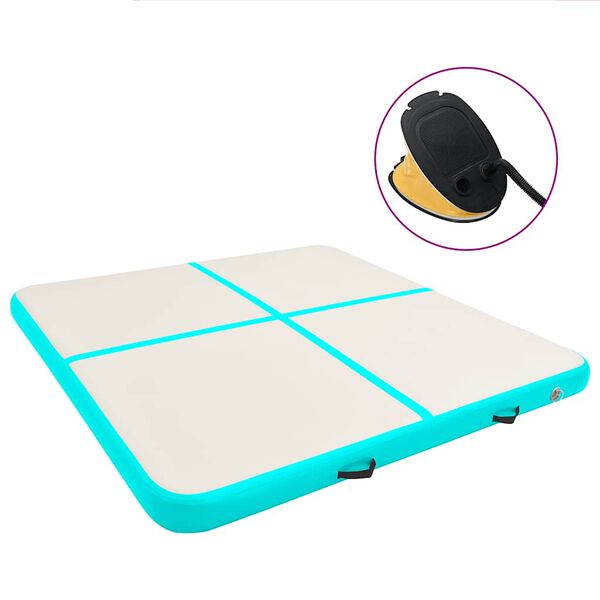 vidaXL Надувний Гімнастичний Мат з Насосом Зелений 200x200x10 см ПВХ