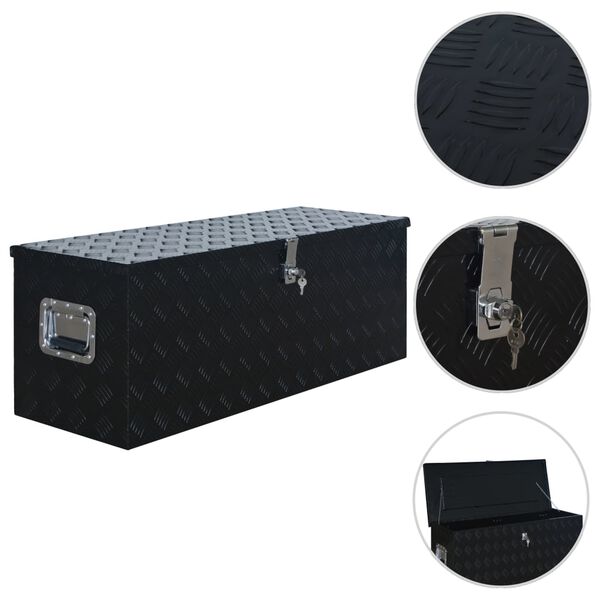 vidaXL Алюмінієвий Ящик Чорний 1085x370x400 мм