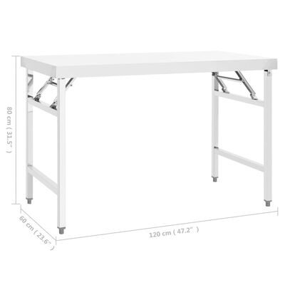 vidaXL Розкладний робочий стіл для кухні 120x60x80 см Нержавіюча сталь