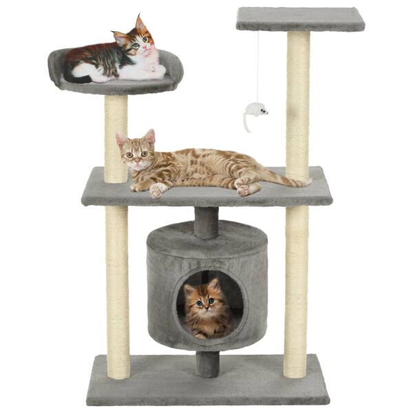 170512 vidaXL Cat Tree with Sisal Scratching Posts 95 cm Grey