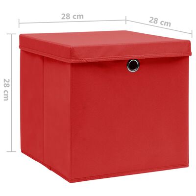 vidaXL Коробки для Зберігання з Кришками 10 шт Червоний 28x28x28 см