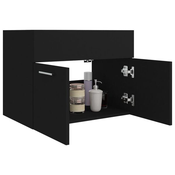804648 vidaXL Sink Cabinet Black 60x38,5x46 cm Chipboard