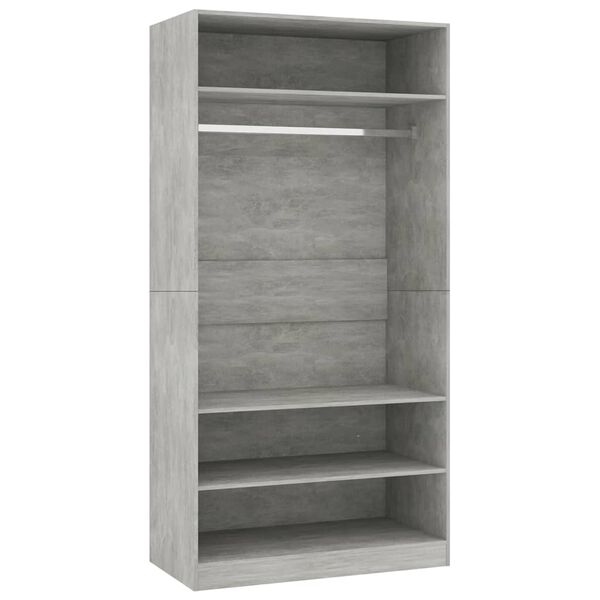 800229 vidaXL Wardrobe Concrete Grey 100x50x200 cm Chipboard
