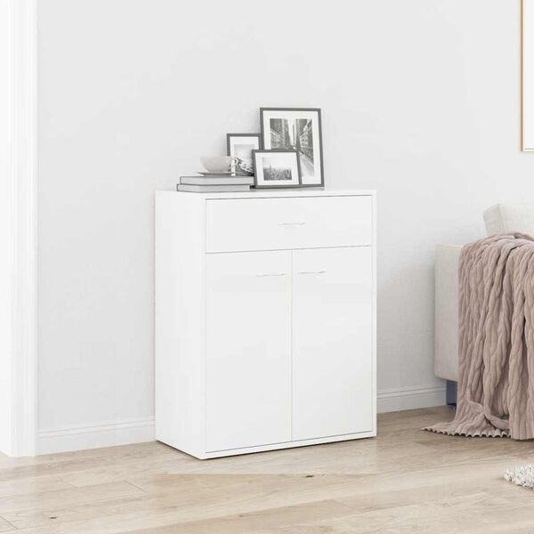 800717 vidaXL Sideboard High Gloss White 60x30x75 cm Chipboard