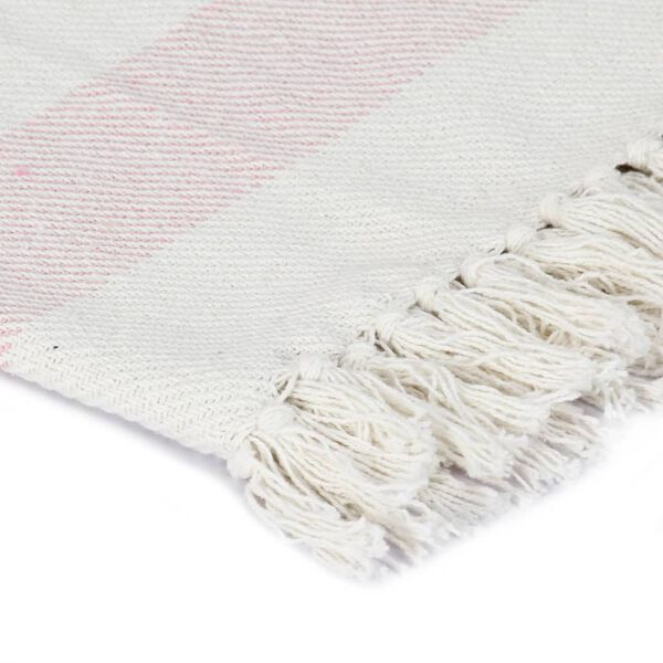 vidaXL Плед у Смужку Блідо-Рожевий 125x150 см Бавовна