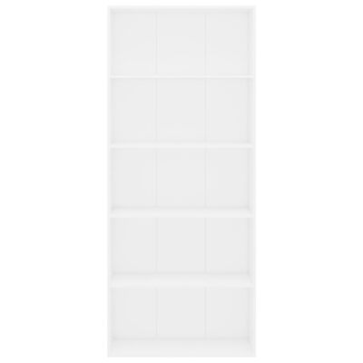 vidaXL 5-Рівнева книжкова шафа Білий 80x30x189 см ДСП