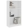 800864 vidaXL 3-Tier Book Cabinet White 60x24x108 cm Chipboard