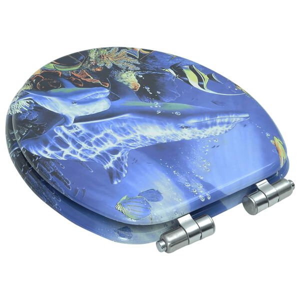 143930 vidaXL WC Toilet Seat with Soft Close Lid MDF Dolphins Design