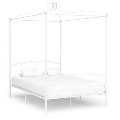 vidaXL Каркас ліжка з балдахіном Білий 120x200 см Метал
