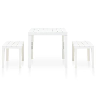 vidaXL Садовий стіл з 2 лавками Білий Пластик