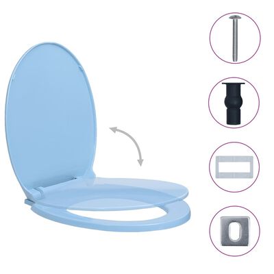 145823 vidaXL Soft-Close Toilet Seat Quick Release Blue Oval