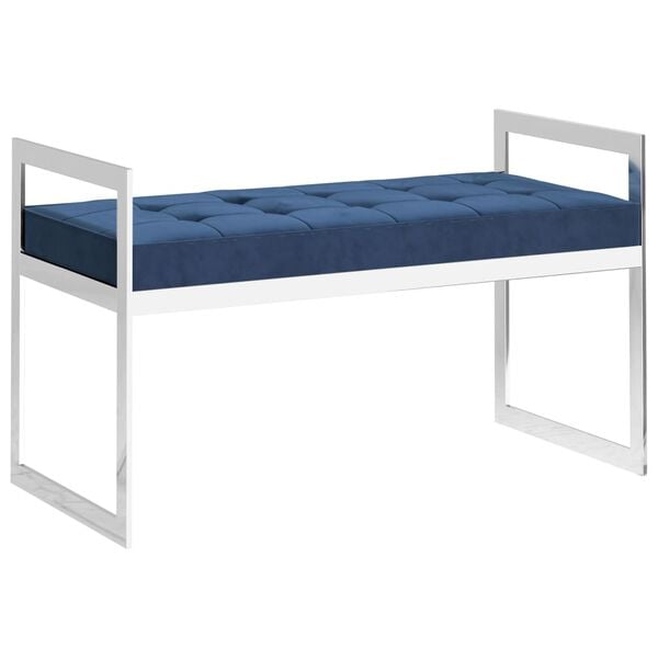 vidaXL Лавка Синій 97 см Оксамитова Тканина і Нержавіюча Сталь