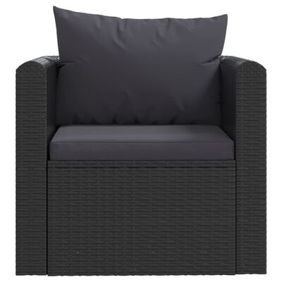 vidaXL Одномісний диван з подушками Чорний Поліротанг