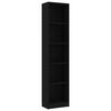 800847 vidaXL 5-Tier Book Cabinet Black 40x24x175 cm Chipboard