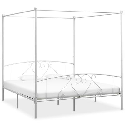 vidaXL Каркас ліжка з балдахіном Білий 200x200 см Метал